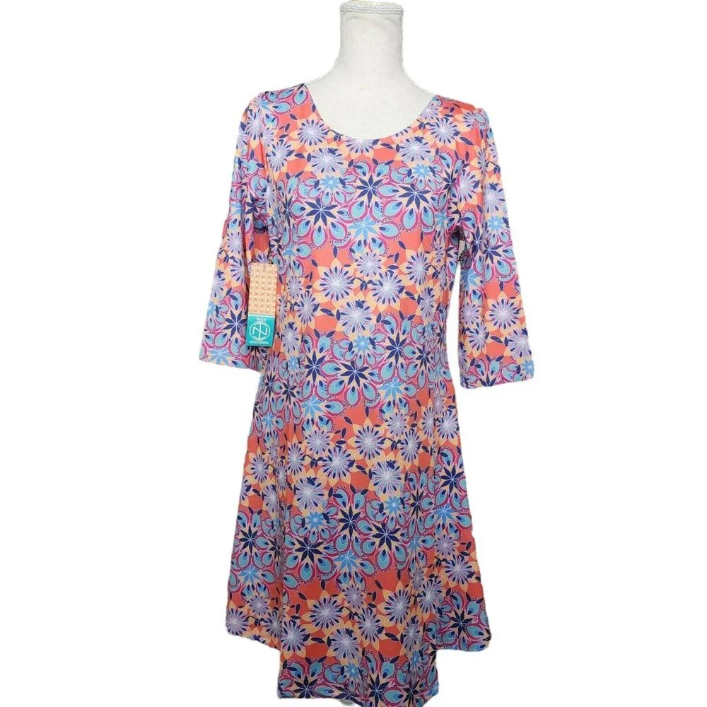 NWT Tracy Negoshian Red Printed Geometric Tunic Dress Size Small - Picture 2 of 9
